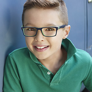boy wearing glasses